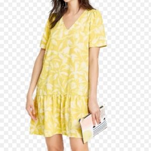 NWT A New Day yellow floral ruffle hem mini dress XL